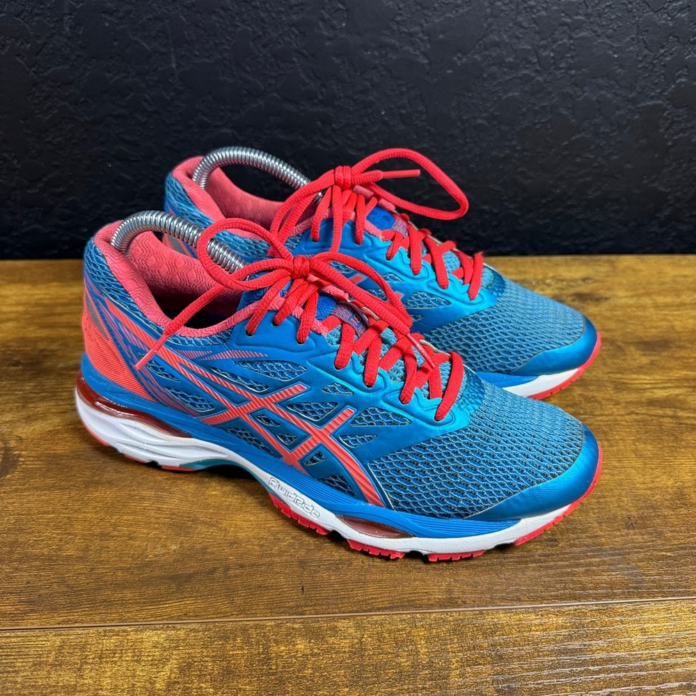 Asics Gel-Cumulus 18 T6D6N Blue Pink Synthetic Mesh Running Shoes Womens 8 2A